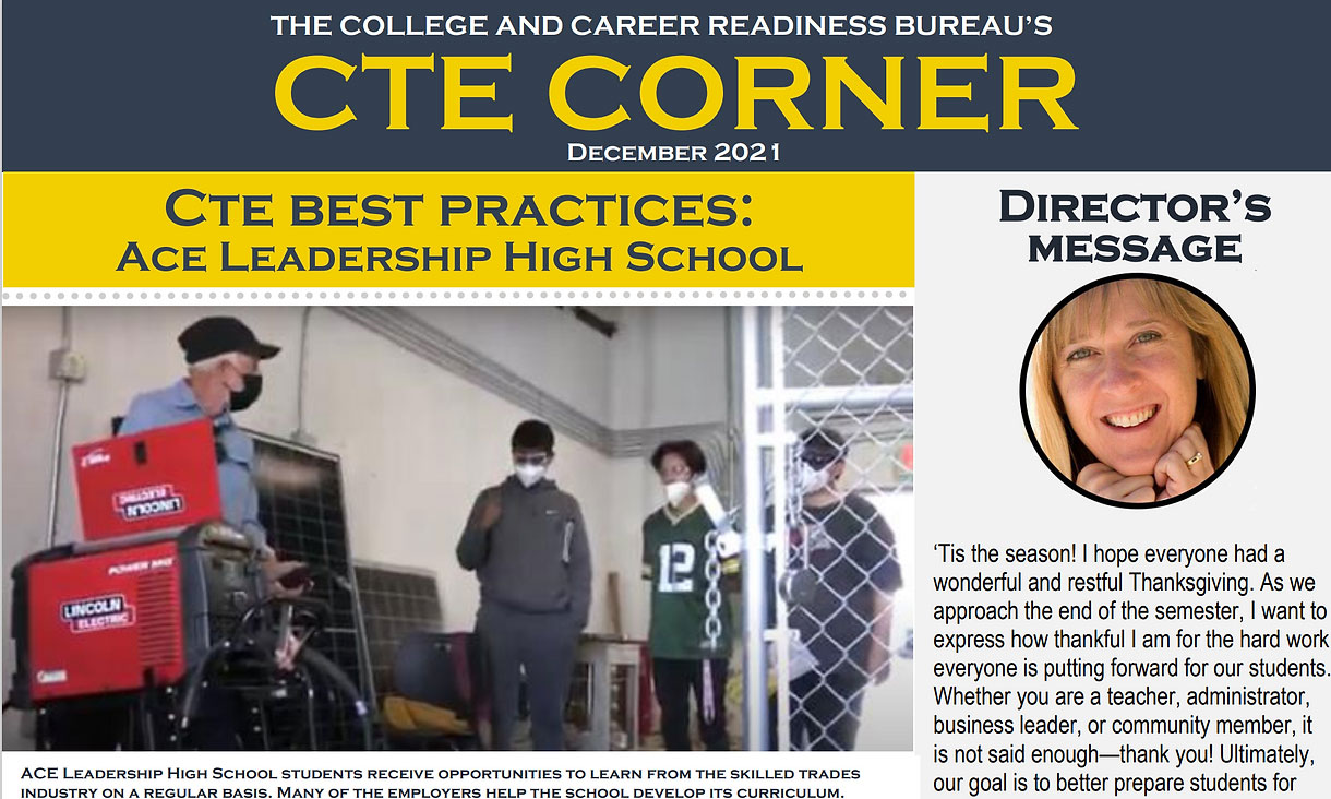 Featured image for “ACE Highlighted in the December 2021 Edition of CTE Corner”
